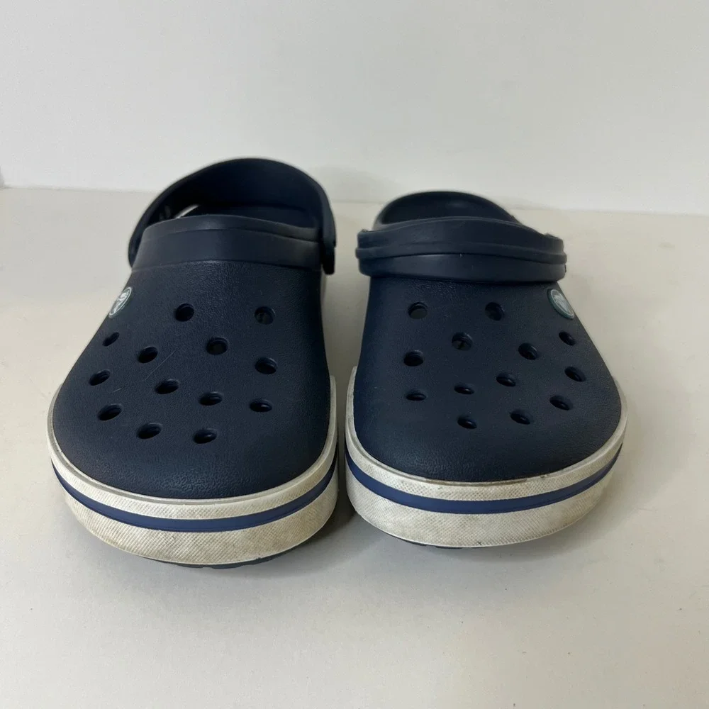 Crocs Crocband Navy Blue White Mens 7 Womens 9 Sporty‎ Clog Sandals 11016